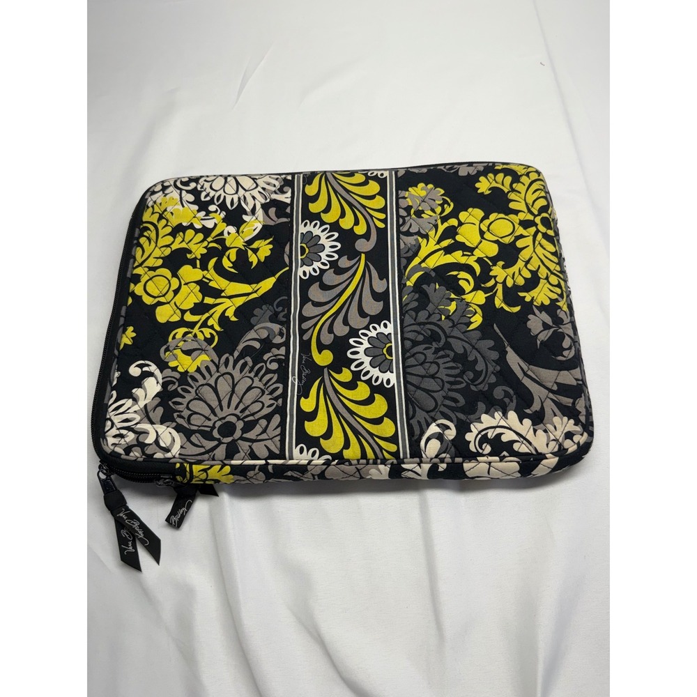 Vera Bradley Provencal Quilted Laptop Sleeve Yellow Grey Black Floral Padded Y2K